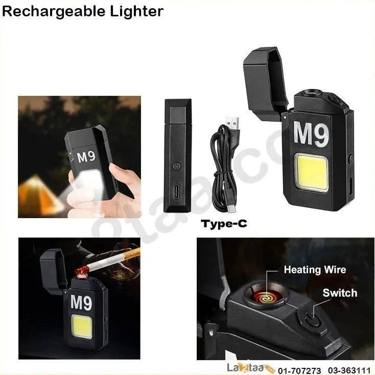 فندک شارژی مدل M9 چراغدار اصل
